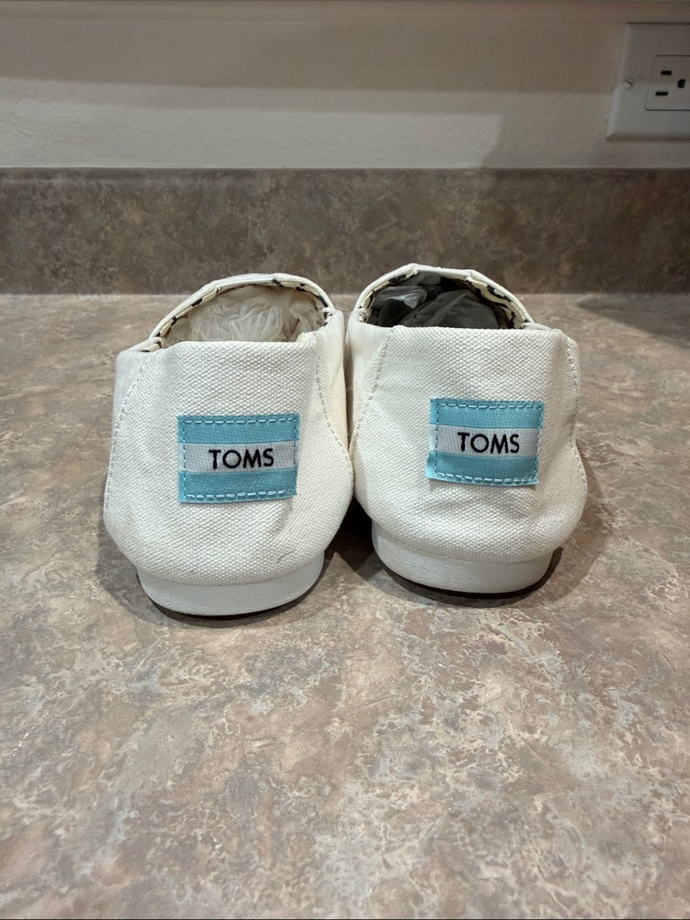 Toms Off-White Canvas Slip-On Shoes - Picture 2 of 6